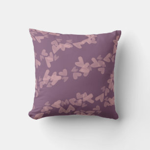 Aquarell-Herzen Schwimmende Stempel Rosa Mauve Kissen