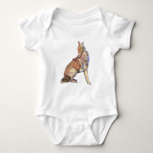 Aquarell-Heulenkojote, Tier, Natur-wild lebende Baby Strampler