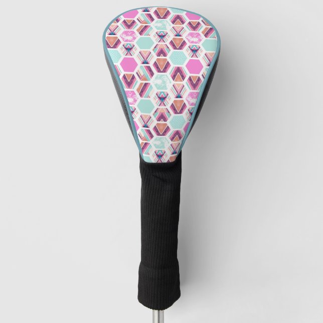 Aquarell-Hexagon-Muster Golf Headcover (Vorderseite)