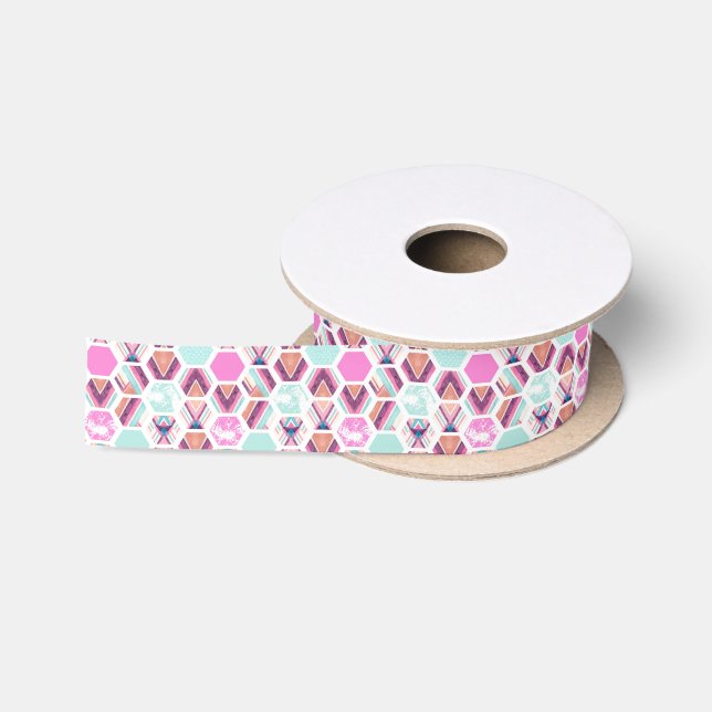 Aquarell-Hexagon-Muster Satinband (Spule)