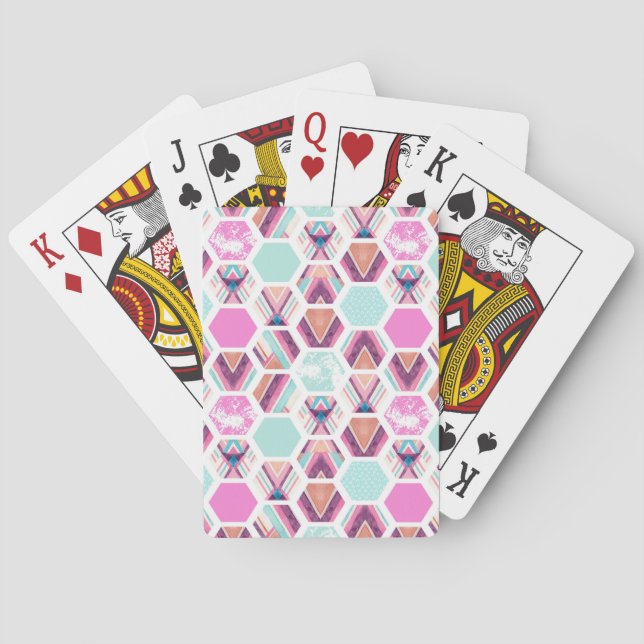 Aquarell-Hexagon-Muster Spielkarten (Rückseite)