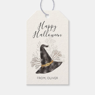 Aquarell-Hexenhut-Frohe-Halloween-Geschenkanhänger Geschenkanhänger