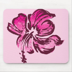 Aquarell-Hibiskus-Mauspads Mousepad