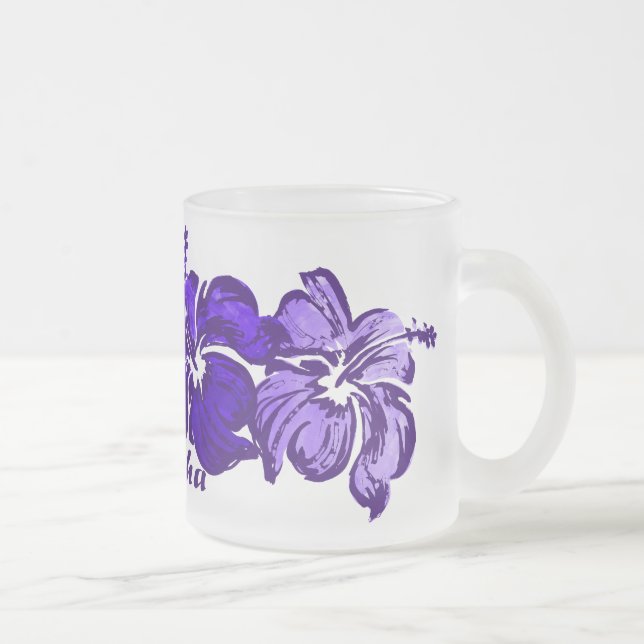 Aquarell-Hibiskus-Tasse Mattglastasse (Rechts)