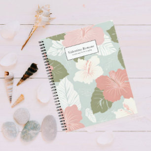 Aquarell Hibiskusblüten tropisch Personalisiert Notizbuch