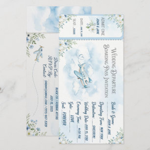 Aquarell Himmelblau Bordkarte Hochzeitskarte Save The Date