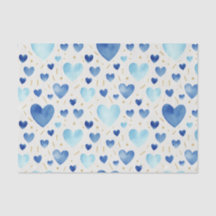 Aquarell Himmelblaue Herzen & Gold Glanz