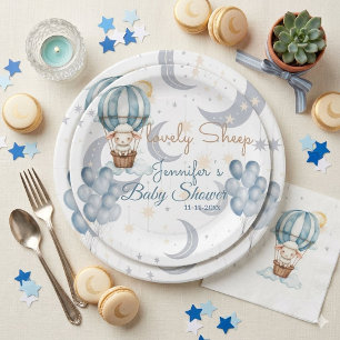 Aquarell Himmelsschafe & Luftballons Babyparty Pappteller
