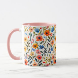 Aquarell-Hintergrund mit Frühlingswildblumen-99033 Tasse