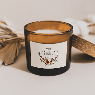 Aquarell-Hirsch-Blumen-Terrakotta-modern-elegant Rechteckiger Aufkleber