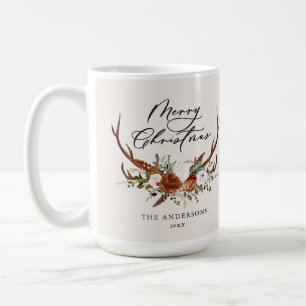 Aquarell-Hirsch-Blumen-Weihnachten Kaffeetasse
