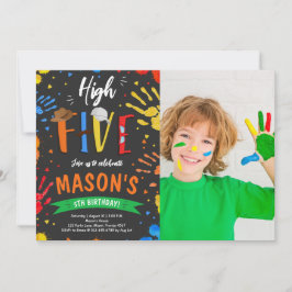 Aquarell Hoch Fünfjähriges Foto Einladung