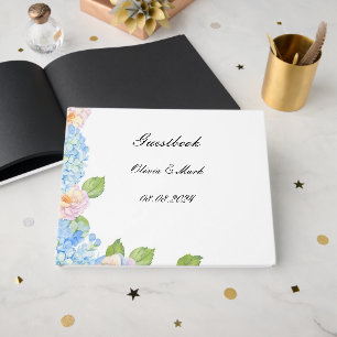 Aquarell-Hochzeit mit Blumen Gästebuch