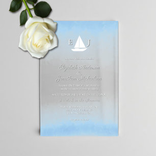 Aquarell-Hochzeit Wasser trifft Himmel Acryleinladungen