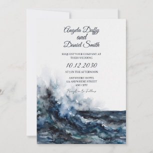 Aquarell-Hochzeits-Einladung stürmische See Einladung
