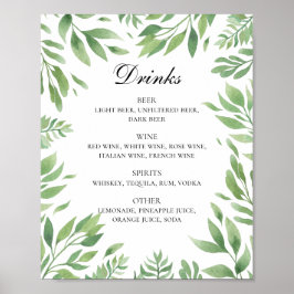 Aquarell Hochzeitsalkoholgetränke Bar Poster