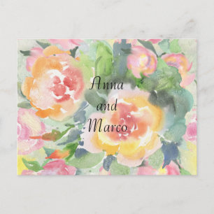 Aquarell-Hochzeitsblumen, Vorlage Postkarte
