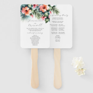 Aquarell-Hochzeitsprogramme Tropischer Hibiskus Fächer