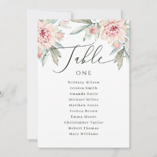 Aquarell-Hochzeitssitzplan mit Blumen und elegante Einladung