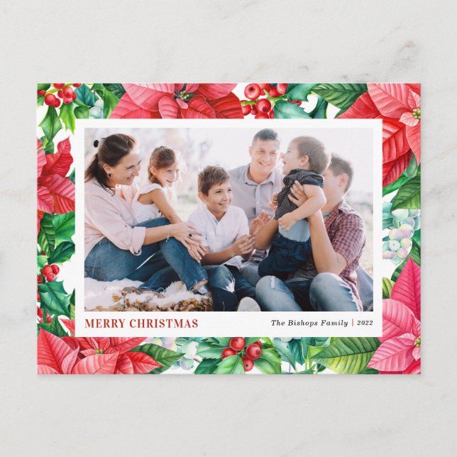 Aquarell Holand Poinsettia Foto Weihnachten (Vorderseite)