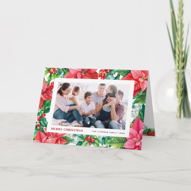 Aquarell Holand Poinsettia Foto Weihnachten (Vorderseite)