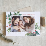 Aquarell Holdings Imitate Gold Foil Foto Feiertagskarte<br><div class="desc">Senden Sie Ihren Lieben Weihnachtsgrüße in dieser Saison mit dieser schönen horizontalen Weihnachtsfotokarte. Es zeichnet sich durch Aquarellenholzen,  Imitate mit Goldfolienakzenten,  passendes festliches Urlaubsmuster und moderne Typografie aus. Die Texte sind vollständig editierbar. Personalisieren Sie diese heilige Weihnachtskarte,  indem Sie Ihr Foto,  Ihren Namen und das Jahr.</div>