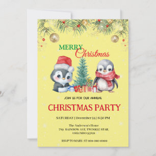 Aquarell Holiday Penguin Weihnachten Party Einladung