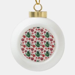 Aquarell Holiday Tee Party Keramik Kugel-Ornament