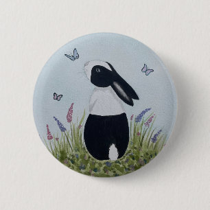Aquarell-Holländisches-Bunny-Kaninchen Button