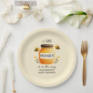 Aquarell-Honig & Bienen-Baby-Party Gelb Pappteller