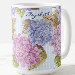 Aquarell Hortensien Blumen Benutzerdefinierter Nam Kaffeetasse