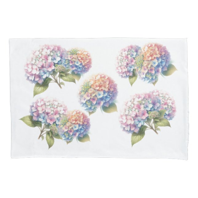 Aquarell-Hortensien-Blumenmuster  Kissenbezug (Vorderseite)