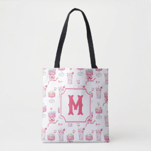 Aquarell Hot Pink Mahjong Cocktails Monogramm Tasche