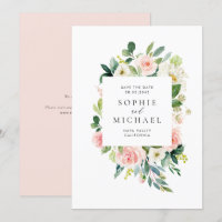 Aquarell Hübsch Rosa Blume und Grünpflanzen