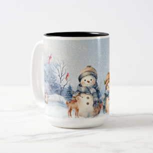 Aquarell Hübsche Schneemänner Zweifarbige Tasse