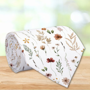 Aquarell Hübsche Wildblumen Blumenmuster Krawatte
