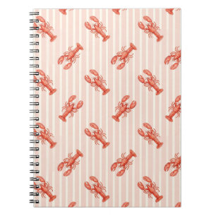 Aquarell-Hummer-Muster auf weichen rosa Streifen Notizblock