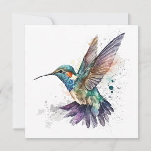 Aquarell Hummingbird Grußkarte Feiertagskarte