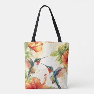 Aquarell Hummingbird und Blume Design Tasche