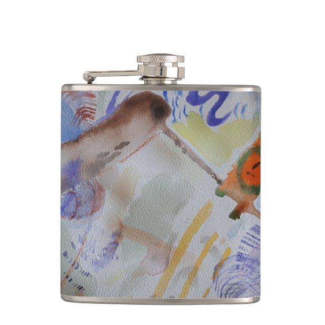 Aquarell Hummingbird Vinyl Wrapped Flask Flachmann (Vorderseite)
