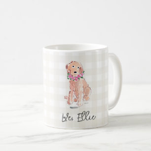 Aquarell Hunde Blume Liebe, Name Gingham Sweet Kaffeetasse