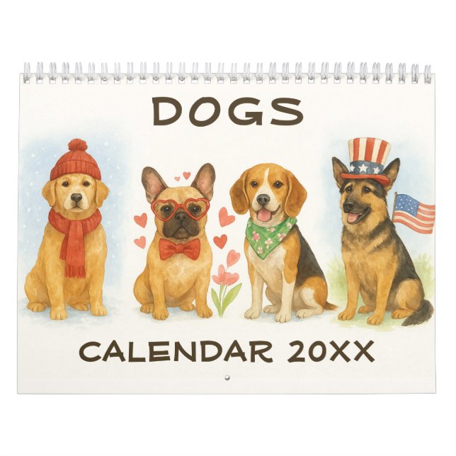 Aquarell-Hundekalender Kalender (Titelbild)