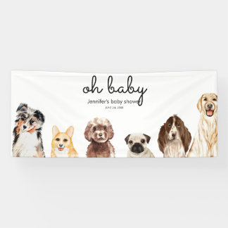 Aquarell-Hundeparty Oh Baby Shower Haustier Banner