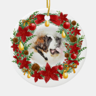 Aquarell-Hundeweihnachtsverzierung Keramikornament