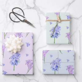 Aquarell Hyazinth Blume Lila und Blau  Geschenkpapier Set
