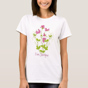 Aquarell I Liebe Platterbsen, Zitat zur Blume von  T-Shirt