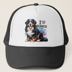 Aquarell Ich liebe meinen Berner Sennenhund Truckerkappe