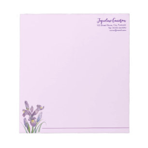 Aquarell-Illustration der violetten Iris in botani Notizblock