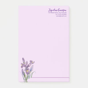 Aquarell-Illustration der violetten Iris Post-it Klebezettel