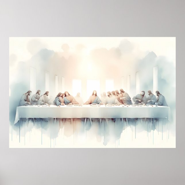 Aquarell-Illustration des Abendmahls  Poster (Vorne)
